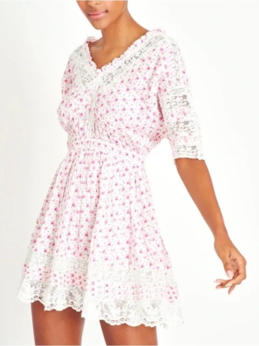 LOVESHACKFANCY Newton Dress Pink Floral Small